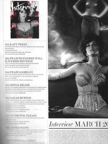 Interview Magazine Katy Perry Spring Fashion Sarah Burton Guerilla Girls 2012 - Picture 3 of 12
