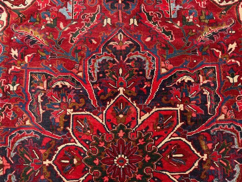 8x10 VINTAGE HERIZ RUG handmade oriental handwoven ANTIQUE geometric red 7x10 ft - Picture 6 of 24
