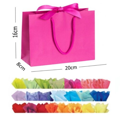 Boutique Shop Ribbon Tie Gift Bags Rope Handle Events Bag & Tissue Wrap - Picture 20 of 30
