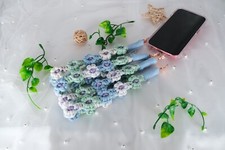 Flower Wristlet Phone Strap Short Wristlet Keychain Daisy Charm Flower Lanyard