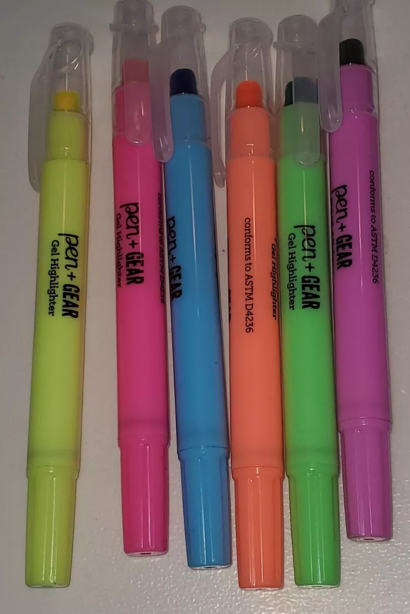 PEN GEAR GEL HIGHLIGHTERS MULTIPLE COLORS NEW NO PACKAGE