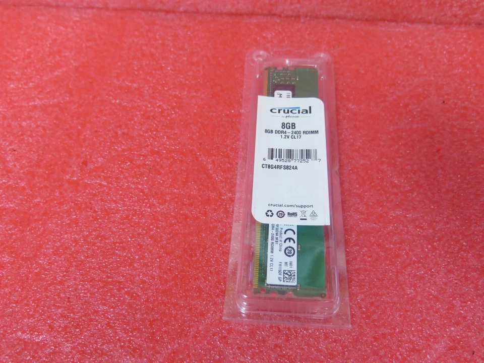 Crucial 8GB 1RX8 PC4-2400T DDR4-2400 RDIMM CT8G4RFS824A Server Memory - Image 2 of 2