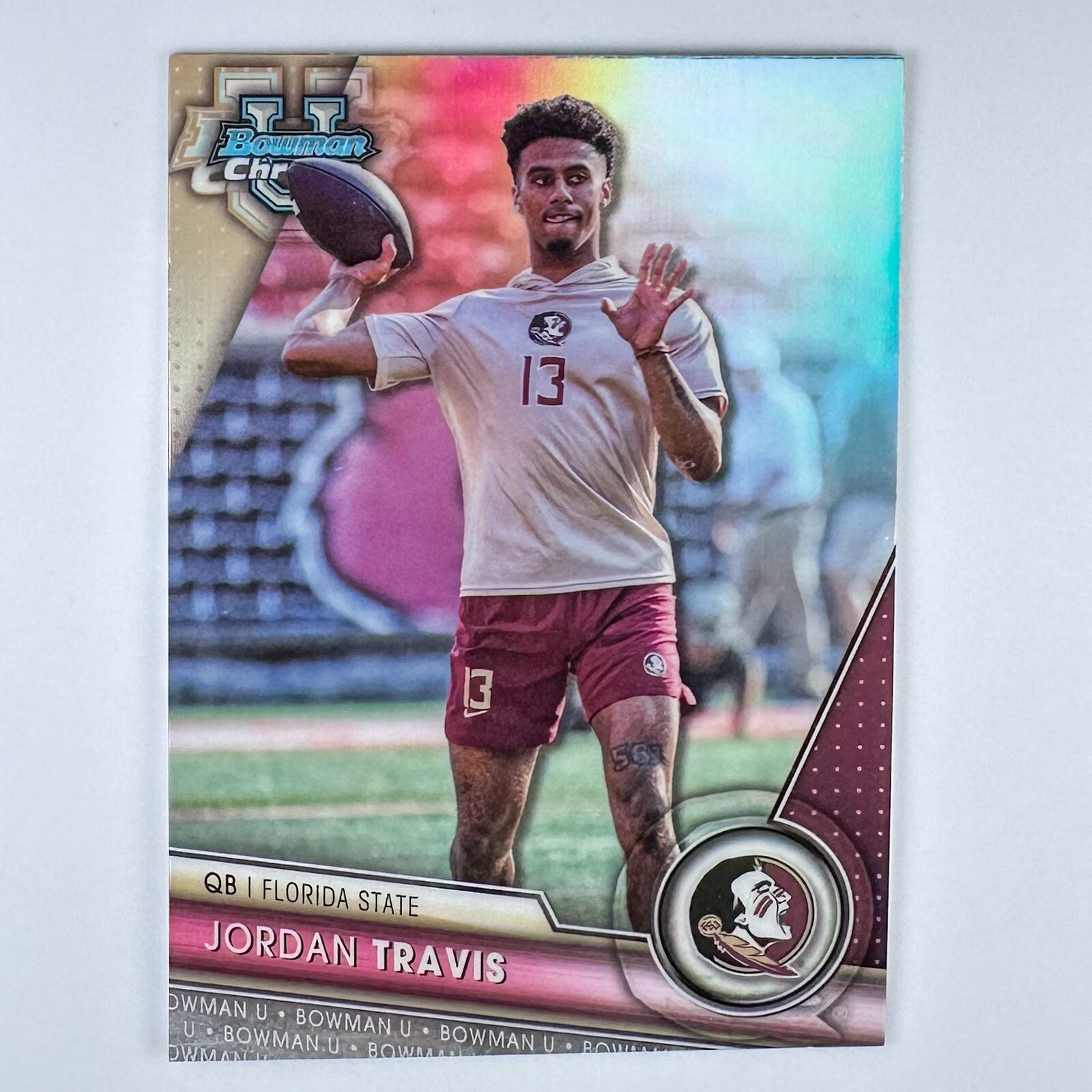 Jordan Travis SP Image Variation - 2023 Bowman U Chrome Football + Base Card