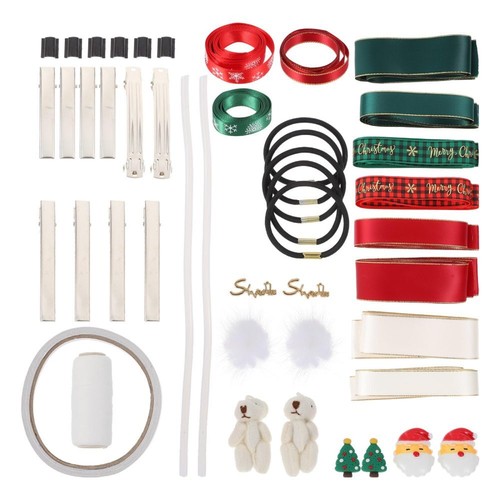 Christmas Bows Making Kit Hair Scrunchies Ribbon Clips Diy Bows Head