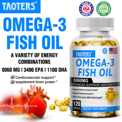 Omega 3 Fish Oil Capsules Promotes Heart, Bones,Joints,Brain And Eye Health