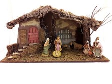 CAPANNA PRESEPE GRANDE LEGNO MUSCHIO E CORTECCIA GESU' BAMBINO NATIVITA' NATALE