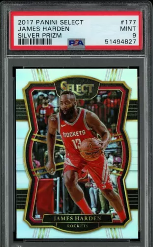 2017-18 Panini Select Silver Prizm #177 James Harden Houston Rockets PSA 9 Mint