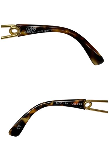 GIANNI VERSACE Vintage Medusa Safety Pin Logo Sunglass Brown Gold RankAB - Picture 9 of 13