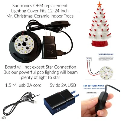 Mr. Christmas ceramic tree replacement led base plate cord and adapter kit NEW
