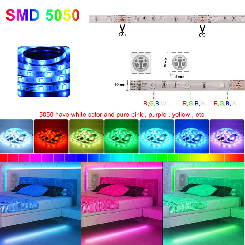 20M 15M 10M 5M RGB Control 5050 SMD 12V LED Strip Light Full Kit TV