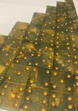 Resin Dominoes Green With Golden Flakes  28 Pieces Custom