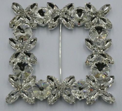 2.25 INCH CIRCLE,SQUARE DIAMANTE RHINESTONE CRYSTAL BUCKLE RIBBON SLIDERS - Picture 7 of 33