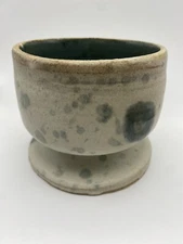 Handmade Studio Art Pottery Dish Signed Matte Glazed Outside Glossy Glaze Inside