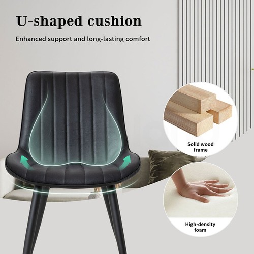 2x PU Dining Chairs Kitchen Living Room Accent Chair Armless Upholstered Metal - Picture 13 of 45