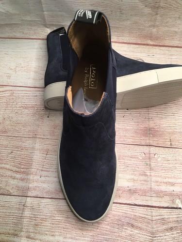 Polo By Ralph Lauren Uomo JERMAIN ll CH Blu Navy Pelle Scamosciata Tg. 9,5 - Foto 8 di 9