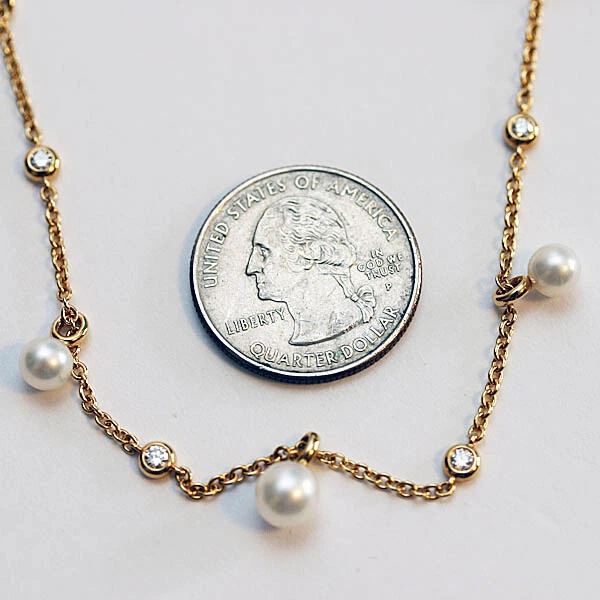 Collar David Yurman Pequeño con Flecos de Perlas y Diamantes Oro Amarillo 18K Foto 2 de 4