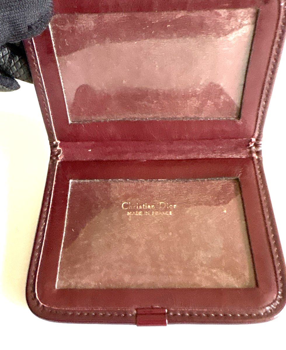 Authentic CHRISTIAN DIOR Trotter card case burgandy Canvas