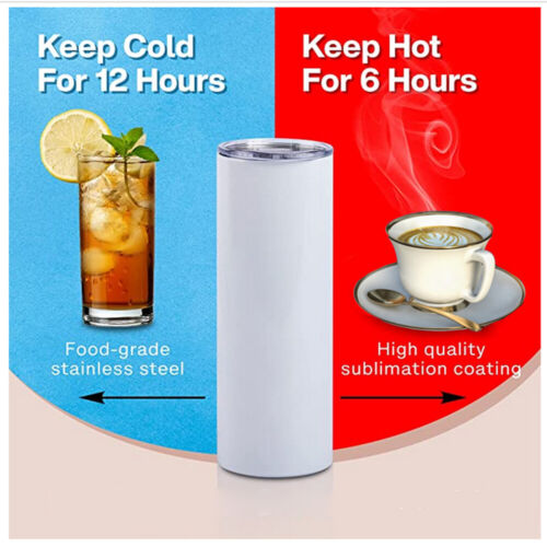50pcs 20oz Sublimation Blank Straight Tumbler Insulated Water Bottle with Straw - Picture 2 of 8