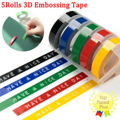 LABELIFE 5PK Label Replace for Dymo 3D Plastic Embossing Tape Xpress Label Maker 3/8" 3m