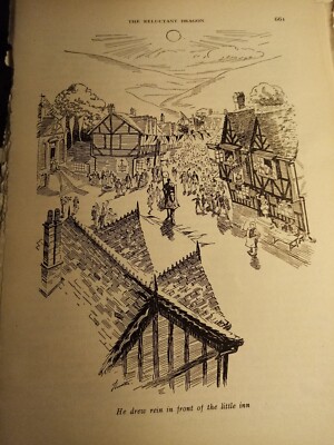 Xm28 Ephemera Book Picture The Reluctant Dragon He Drew Rein In Front Of The Inn
