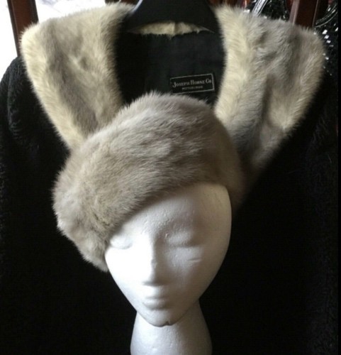 Vintage White PLATINUM Sapphire MINK FUR HAT BERET Canada, Silver Grey SZ 22" S - Picture 12 of 12