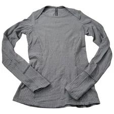 Lululemon Athletica Kanto Catch Me Long Sleeve Herringbone Sz 4 Gray Fingerholes
