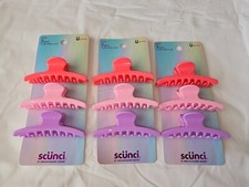 Scunci Claw Collection 3 Sets 9 Claw Hair Clips Pink Purple Colors New