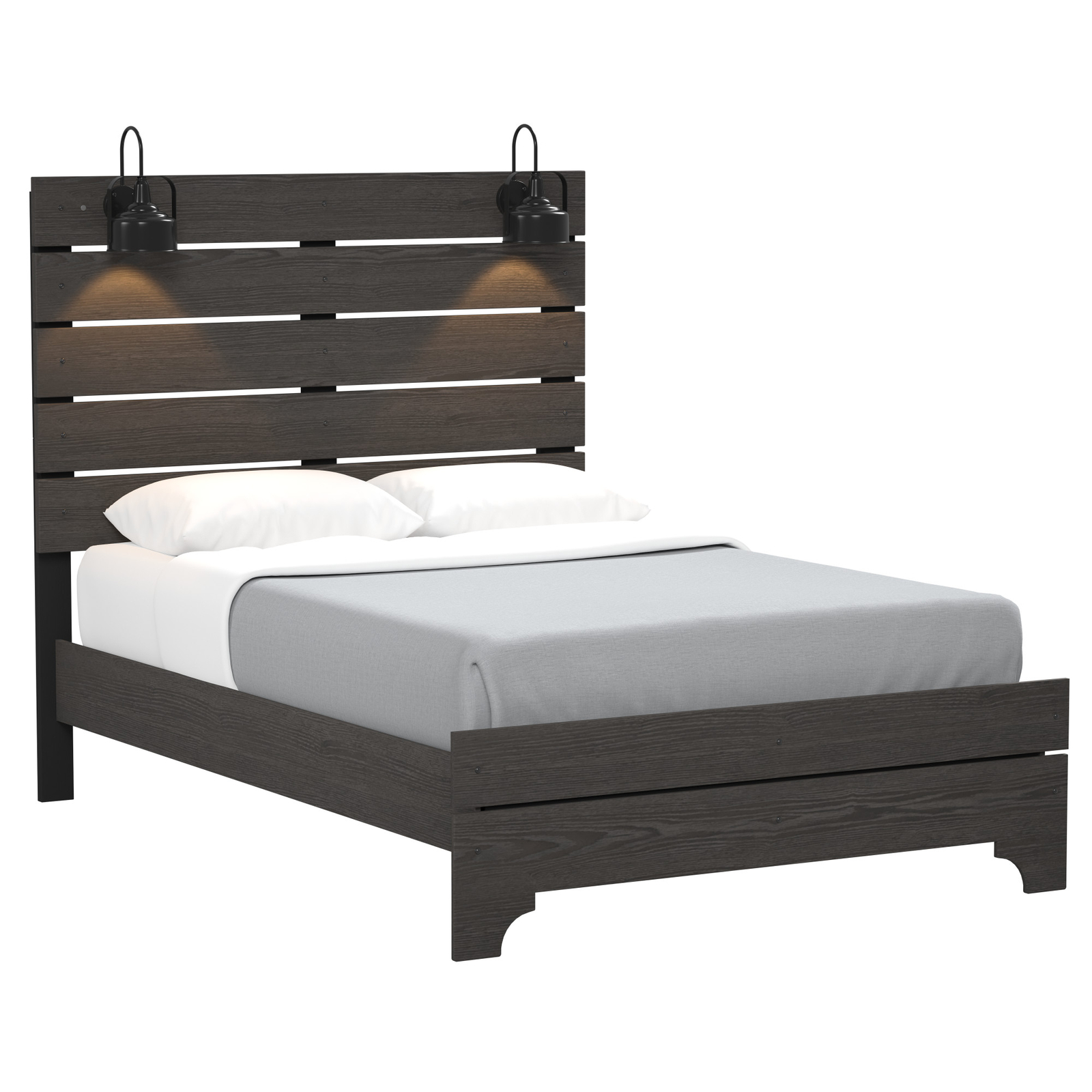 Juniper Brown Full Bed Frame with Built-In LED Lighting  