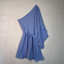 Saints & Hearts Womens One Shoulder Dress S Light Blue Flowy Sophisticated