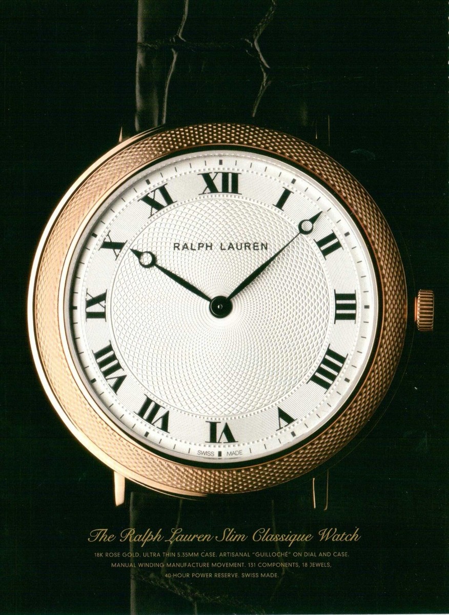 RALPH LAUREN Magazine Print Ad Advert Watch Slim Classique 18k