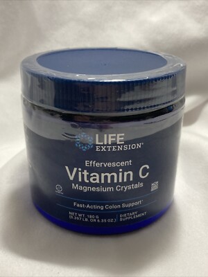 Life Extension Effervescent Vitamin C Magnesium Crystals 180 grams Powder