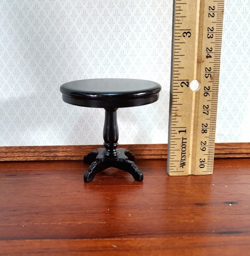Dollhouse Table Small Round Side or End Table Black Finish 1:12 Scale Furniture - Picture 4 of 5