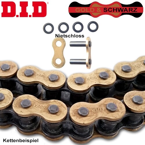 DID 525VX3 Catena 94 Ruote Oro/Acciaio Rivettato Catena X-Ring Trasmissione Moto - Foto 2 di 2