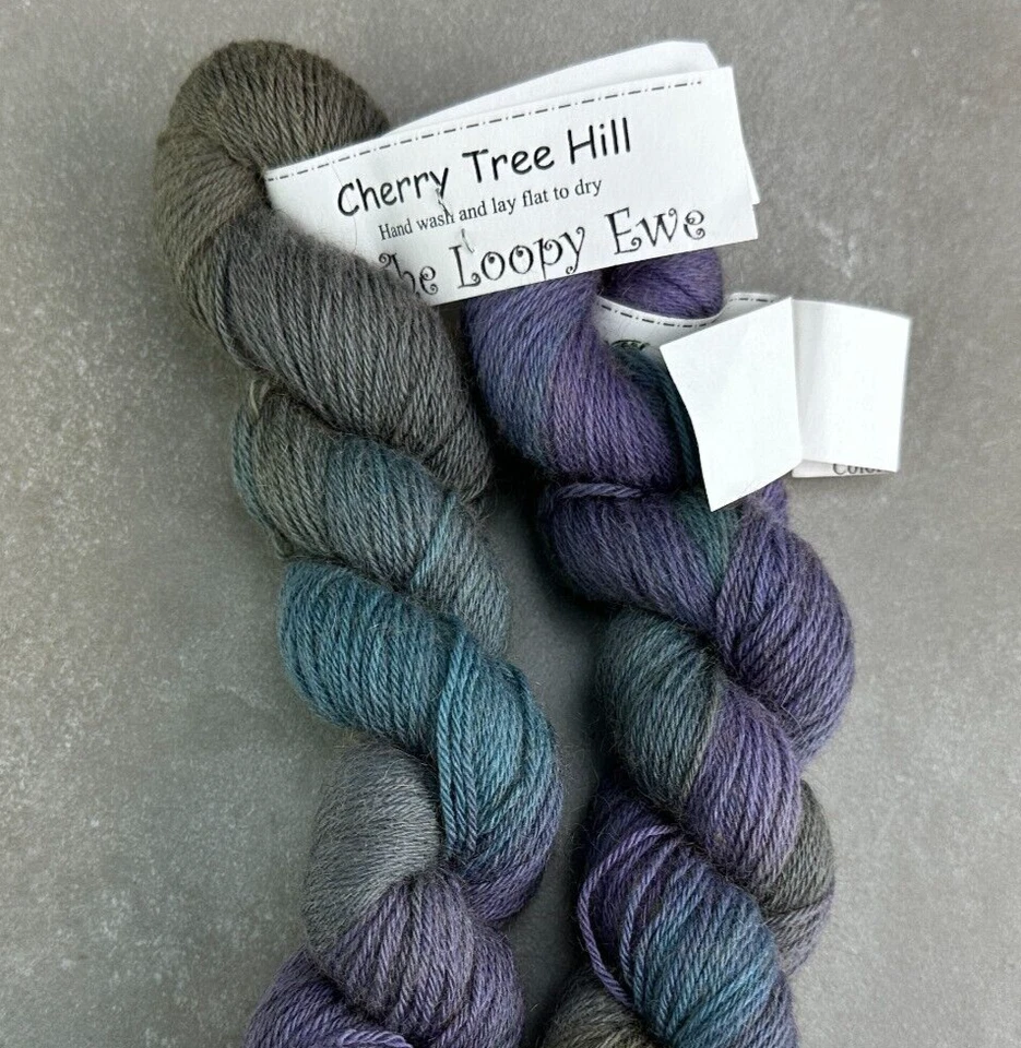 Cherry Tree Hill Yarn Hank Lot TWILIGHT Hand Dyed CLOSED Discont. Fingering USA - Image 2 of 4