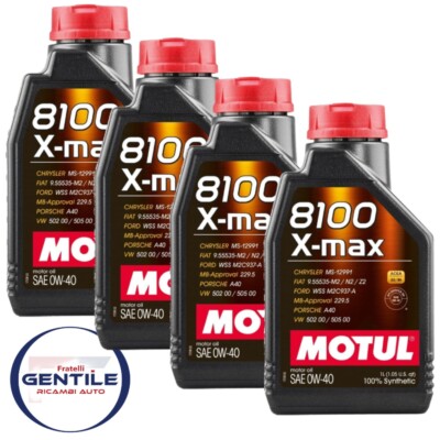 Motul 8100 X-Max 0W-40 100% Synthetic ACEA A3/B4 Engine Oil Car 4 Lt