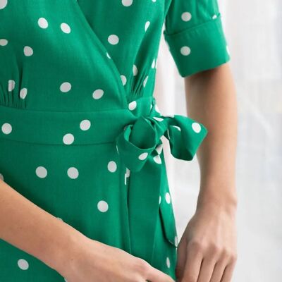 slim fit dress slacks Rouje - Julia Dress - Polka‐Dot Fluid Jersey Buttoned Dress - Green main image 1