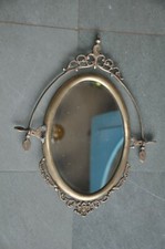 Old Brass Oval Shape Cut Work Handcrafted Vanity Mirror , Collectible