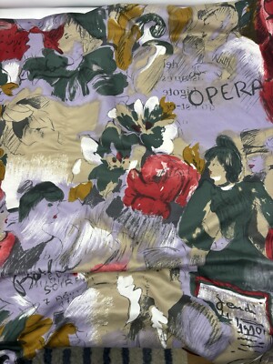 Vintage Cornelia James Polyester Scarf Opera Themed Hand Rolled Edge 34'' Square