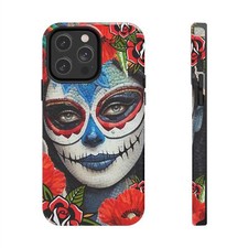 Vibrant Sugar Skull Phone Case, Day of the Dead Gift, Stylish Tough Phone Cover,