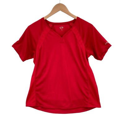 Champions Activewear Top Womens Large Red Solid Short Sleeve Vented Quick Dry