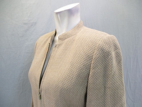ELLEN TRACY Size 6P Womens Beige Wool Blend Full Zip Crew Neck Blazer 053 - Picture 4 of 11