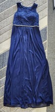 Alex Evenings Illusion Lace A-Line Dress with Sparkle Waist, Navy, Size 12