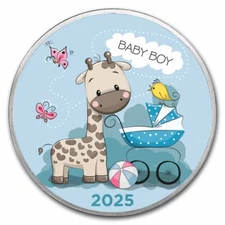 2025 1 oz Silver Colorized Round - APMEX (Baby Boy Giraffe)