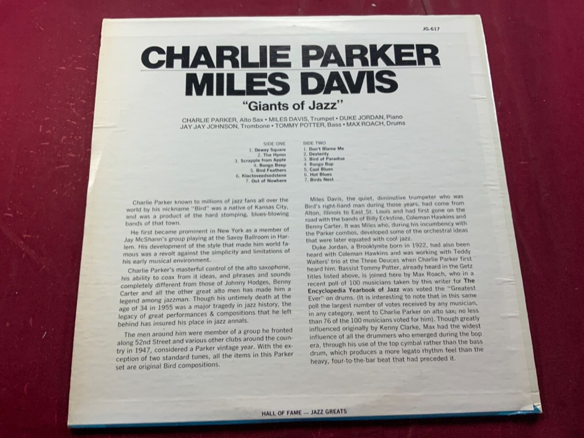K5-30 CHARLIE PARKER / MILES DAVIS Giants Of Jazz - JG 617 | eBay