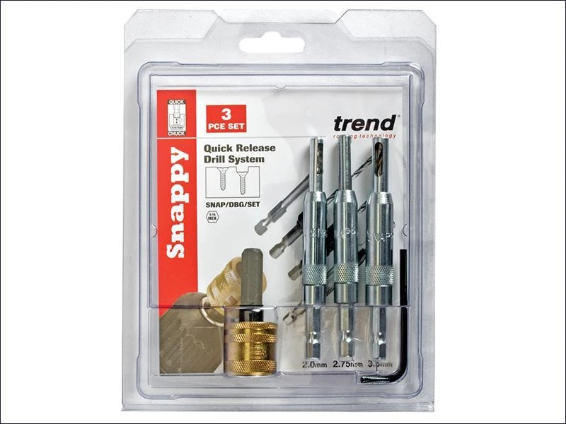 Trend SNAP Drill Bit Guide Set with Quick Chuck 5 64in 7 64in 9 64in