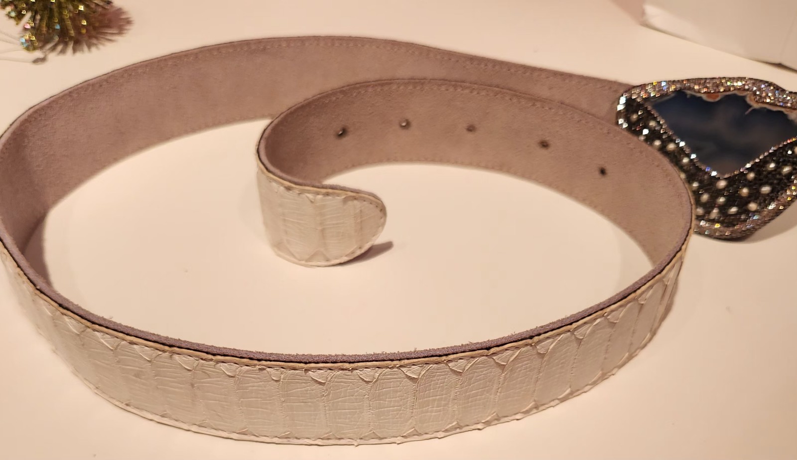 AMAZING Python Snake Belt with Removable Agate St… - image 8