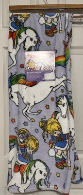 Rainbow Brite Unicorn Plush Throw Blanket 50x70 Retro Cartoon Rainbow Blanket NW