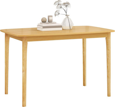 48  Wooden Rectangular Dining Table with Solid Rubber Wood Legs for Kitchen & Di