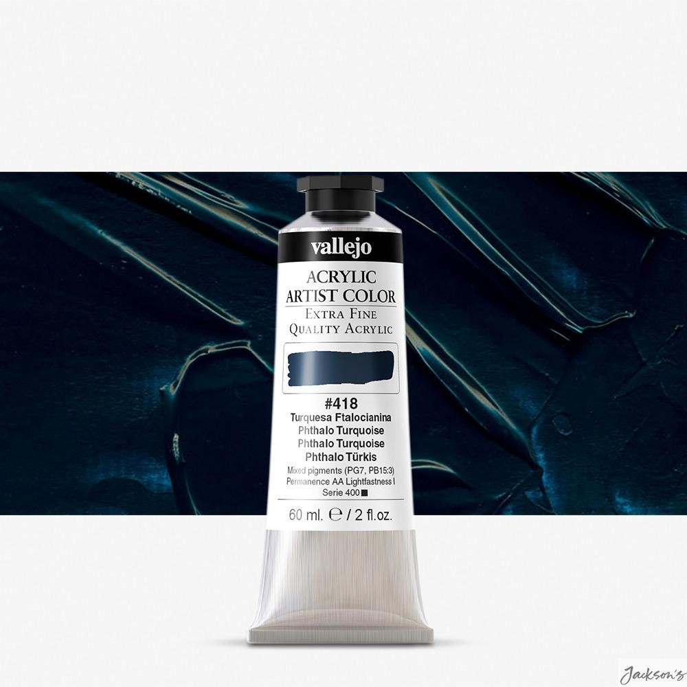 Vallejo Artist Acrylic Paint 60ml Phthalo Turquoise Fine Art Colour