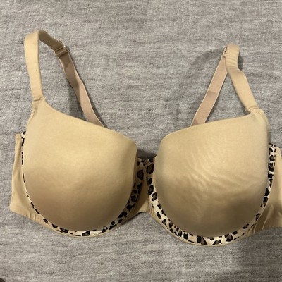 Lane Bryant Cacique Smooth Demi Size 42DDD Nude Leopard Print Trim NWOT